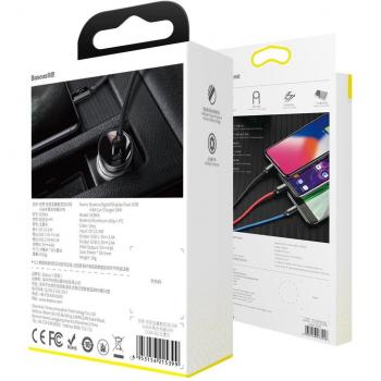 Baseus AB2XUSBAKBK cargador de dispositivo móvil Universal Negro, Gris Auto