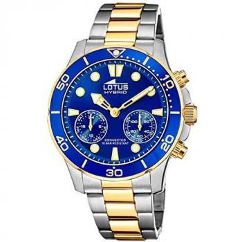 Lotus 18801/1 Watch from The Connected Collection, 44.5 mm Blue case with Two-Tone Steel Strap for Men