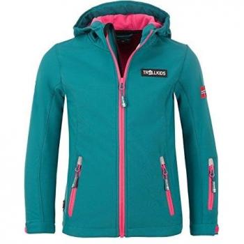Trollkids Chaqueta Softshell de niña Oslofjord, Color Smaragd/Rubi Talla 14 años