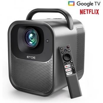 Proyector ETOE Seal Pro 1000 ANSI, 1080P nativo, Google TV, enfoque automático, corrección automática de distorsión trapezoidal, 2 altavoces de 10W
