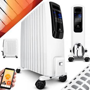 Radiador de aceite Kesser 2500W con WiFi, pantalla digital y mando a distancia - radiador eléctrico de bajo consumo con 10 aletas y temporizador