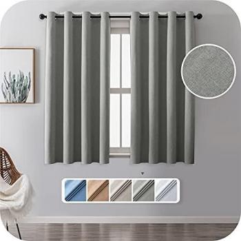 MRTREES 100% Cortinas Habitación Opacas 2 Piezas 132×175cm Cortinas Modernas Gris Oscuro Resistente al Calor y La Luz para Salón Dormitorio Cocina Cuarto Hotel con Ojales