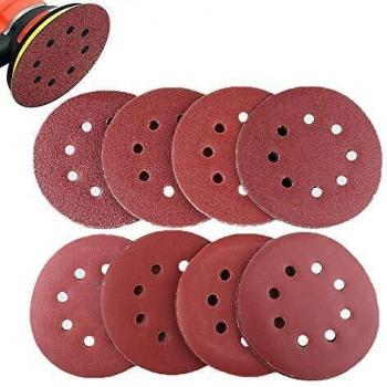 Disco de Lija, Gyvazla 80 Piezas Discos de Pulir Velcro ø 125 mm Grano Cada 10 x 40/60/80/120/180/240/320/400 para Lijadora orbital 8-Agujeros Velcro Papel De Lija