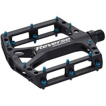Pedales de Plataforma Reverse Black One Negros con Detalles Azul Claro para MTB