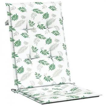 Cojines de silla de respaldo alto 4 uds tela estampado de hojas Vidaxl Verde