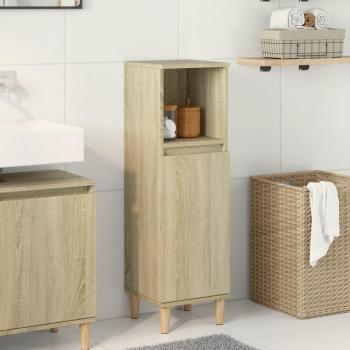 Armario de baño madera contrachapada roble Sonoma 30x30x100 cm Marrón