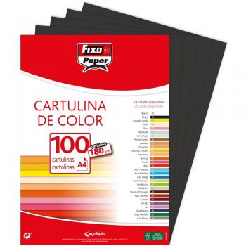 Fixo Paper 11110410 – Pack de 100 – Cartulina negra A4, 180g