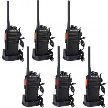 Retevis RT24 Walkie Talkie Profesionales PMR446 sin Licencia 16 Canales CTCSS DCS Walkie Talkie Recargable con Cargador USB Walkies Profesionales con Auriculars