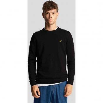 Lyle & Scott Elegant Long-Sleeved Black Cotton-Wool Blend Sweater - Size S