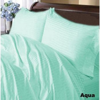 500 hilos y 3 unidades de funda de edredón para cama + 1 pc sábana bajera para cama---400 Número de hilos azul rey 100% algodón egipcio {22 Inche profundo}--- Suave diseño de rayas