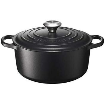 LE CREUSET Signature Enamelled Cast Iron Round Casserole Dish With Lid, 24 cm, 4.2 Litre, Satin Black, 211772400