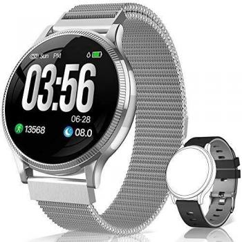 BANLVS Reloj Inteligente, Smartwatch IP67 1.22 Pulgadas Pulsómetro, Monitor de Sueño, Presión Arterial,Pulsera Actividad Inteligente para Android iOS Hombre y Mujer