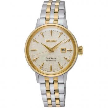 Seiko Presage SRE010J1 - Reloj de mujer automático de acero con correa plateada