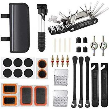 WEICHUAN Kit de Herramientas para Bicicleta, Kit de Llaves, Parche y Palancas de Neumáticos, Multifuncional 16 en 1 Herramientas de Reparación para Bici con Bolsa