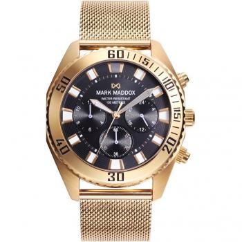 Reloj Mark Maddox Mission multifunción de acero con malla milanesa ip dorado