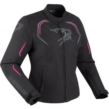 Bering Chaqueta de Moto Mujer Dundy Impermeable Textil Negro-Fucsia