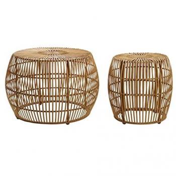 Juego de 2 mesas DKD Home Decor Marrón claro 70 x 70 x 50 cm, tipo: mesas, material: bambú, dimensiones: 70 x 70 x 50 cm