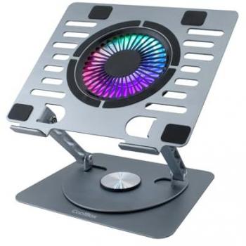 Base Refrigeradora Portátil Coolbox Coolair 1V RGB Ajustable con Ventilador Silencioso de 11cm para Laptops hasta 17.3