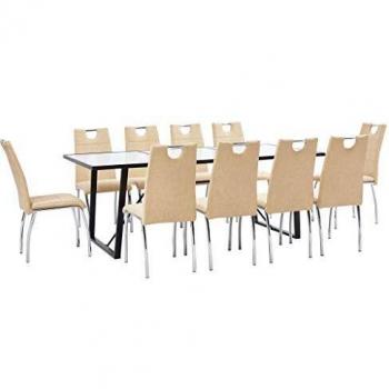 vidaXL Juego Comedor 11 Piezas de Cuero Sintético Mobiliario Decoración Interior Casa Hogar Robusto Duradero Resistente Funcional Práctico Útil Crema