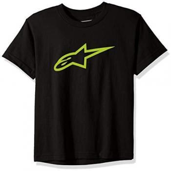 Alpinestar Kid's Ageless tee Camiseta de Manga Corta con Logo de Corte Moderno, Niños, Black/Green, L