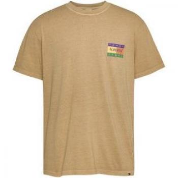 Camiseta Tommy Jeans Summer Flag Tostado Para Hombre