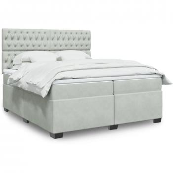Cama box spring con colchón de muelles gris claro 200x200 cm terciopelo Vidaxl