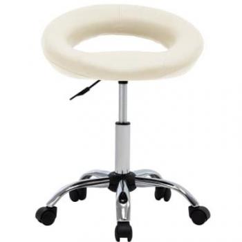 Silla de trabajo con ruedas en cuero sintético crema - Día y Noche