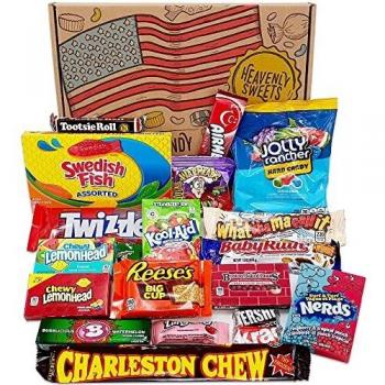 Chuches Americanas - Cesta de Dulces y Chocolate Americanos - Set de Marcas Clásicas de USA, Surtidos Originales, Regalo - Cumpleaños, Navidad - 20 Dulces - Heavenly Sweets