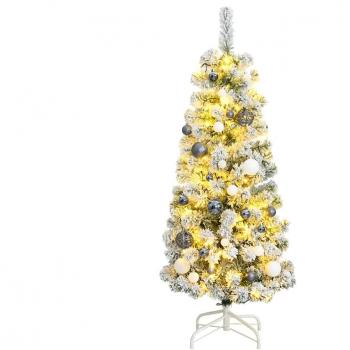 Hinged Artificial Christmas Tree with 150 LEDs and Ornaments, 150 cm