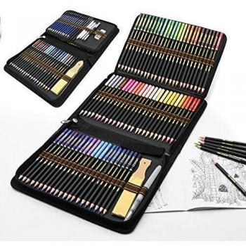 Lápices acuarelables profesionales, 96 Pieza Set de Dibujo Artista Kit con Lapices de Colores, Lápices de Dibujo y Bosquejo Material de dibujo, Ideal para Artistas, Adultos y Niños