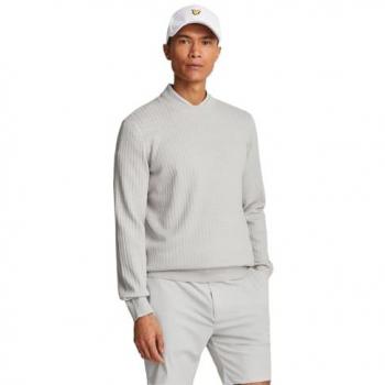 Lyle & Scott Men's Grey Golf Grid Crew Neck Sweater - Large