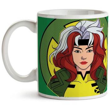 Taza de cerámica Rogue X-Men Marvel, diseño exclusivo con imagen de Rogue, capacidad de 350 ml, apta para microondas y lavavajillas, color negro con detalles en verde y blanco