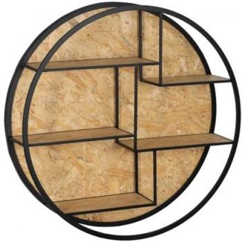 Estantería BigBuy Home Negro Natural Hierro DMF 92 x 24 x 92 cm