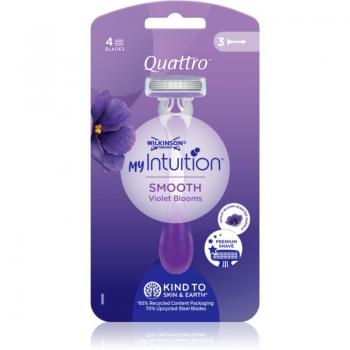 Wilkinson Sword Quattro for Women My Intuition Smooth Disposable Razors Violet Blooms 3 pc
