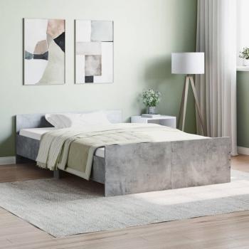 Cama con cabecero y piecero de cemento gris hormigón 120x190 cm Vidaxl