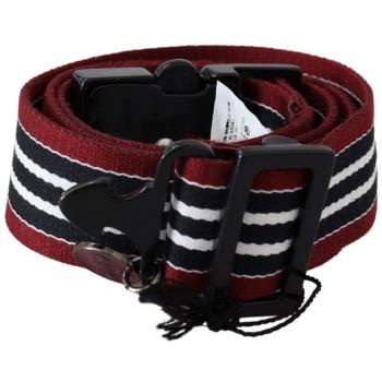 Costume National Maroon Black Stripe Silver Black Buckle Belt - 100 cm / 40 Inches