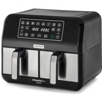 Freidora de Aire Kenwood HFM20.000MB Doble 8L 1700W con Temporizador y Recubrimiento Antiadherente Negra/Silver