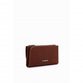 Cartera grande bordada en tonos camel con detalles florales