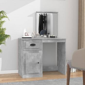Tocador espejo madera contrachapada gris hormigón 90x50x132,5cm vidaXL