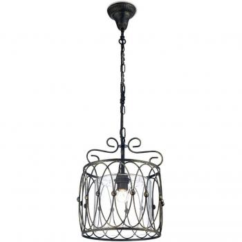 Lámpara colgante Malcolm Oro negro 1 bombilla 55cm, tipo de producto: lámpara colgante de techo enjaulada, características: 1 luz E27, color negro y dorado con vidrio transparente