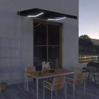 Toldo retráctil con sensor de viento y LED 300x250 cm Antracita