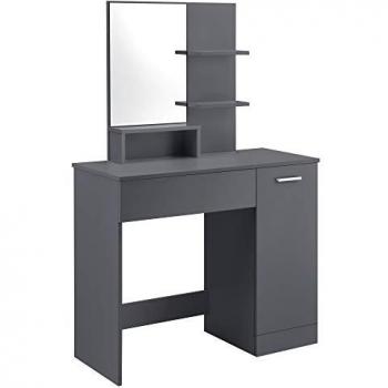 Tocador Krugersdorp Mesa de Maquillaje con Espejo y Almacenamiento 138 x 90 x 38 cm - Gris Oscuro