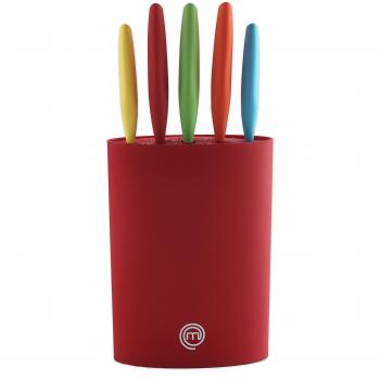 MasterChef Junior Bloque de 5 Cuchillos, Acero y Silicona, Multicolor, 6x16x62 cm