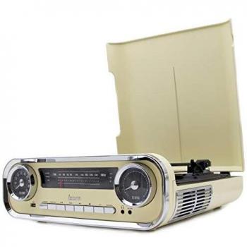 Lauson 01TT15 Tocadiscos Diseño Vintage Coche de Colección con 2 Altavoces Estéreo Integrado de 3 W | Tocadisco Vinilo con Radio FM, Función Bluetooth, USB, AUX | 3 Velocidades