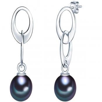Pendientes de perlas de agua dulce gris en plata esterlina - Valero Pearls (1 ct)