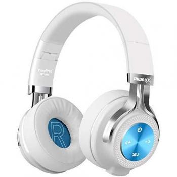 Riwbox XBT-880 - Auriculares inalámbricos bluetooth, con micrófono, control de volumen y cable, para PC, teléfonos móviles, TV, iPad Blanco y azul