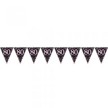 Amscan International – 9901748 4 m x 20 cm rosa celebración de 80º plástico banderín banderines