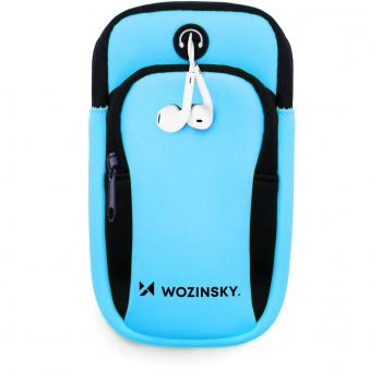 Brazalete Deportivo Universal Wozinsky Azul con Doble Bolsillo y Resistencia al Agua para Teléfonos