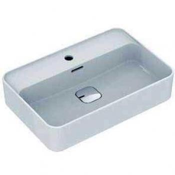 Lavabo sobre encimera rectangular Strada II - 50 x 40 cm - con un agujero para grifería - color blanco