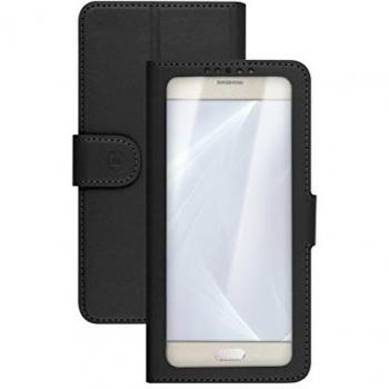 Celly UnicaView - Funda Universal con Ventana Frontal con Sistema Slide Touch para Smartphone de 4,5 a 5,0 Pulgadas, Color Negro